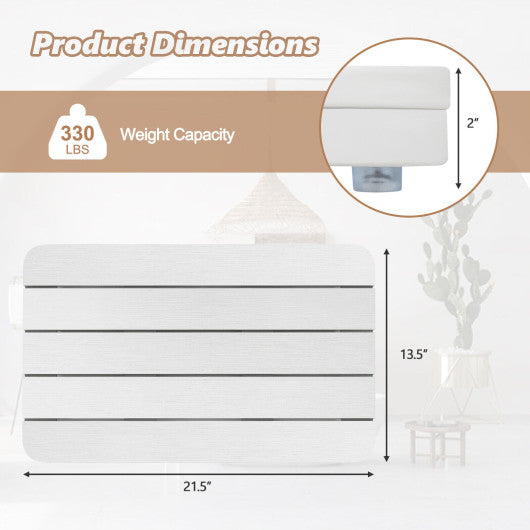 Waterproof HIPS Spa Shower Mat for Bathroom with Non Slip Foot Pads-White