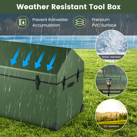 Waterproof Outdoor Storage Box with Ventilated Window Adjustable Snap-Green