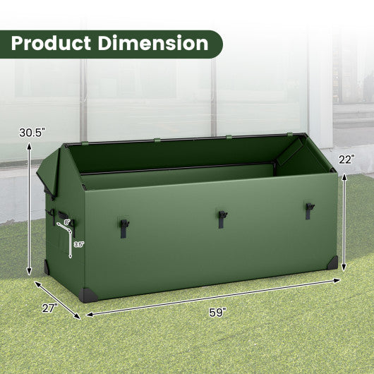 Waterproof Outdoor Storage Box with Ventilated Window Adjustable Snap-Green