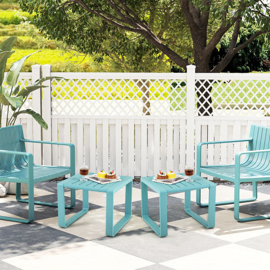 Weather Resistant Adirondack Outdoor Side Table Set of 2-Blue