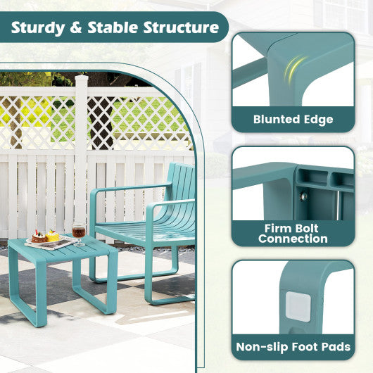 Weather Resistant Adirondack Outdoor Side Table Set of 2-Blue