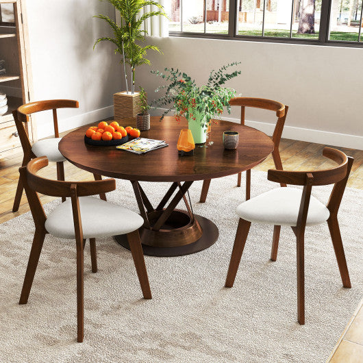 Wood Dining Chair Set of 2 with Padded Seat and Curved Back-Walnut