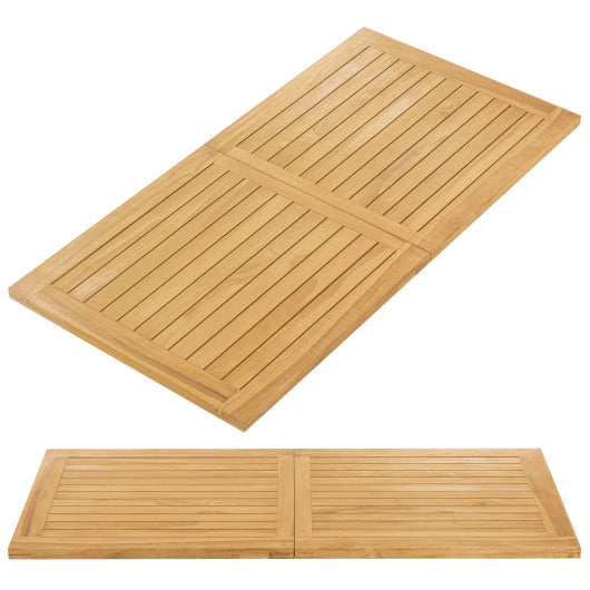 Indoor Outdoor Teak Wood Slatted Tabletop Panel Board Split in 2 Square