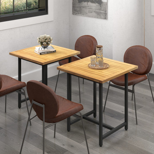 Indoor Outdoor Teak Wood Slatted Tabletop Panel Board Split in 2 Square