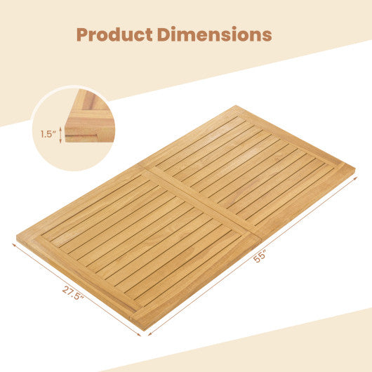 Indoor Outdoor Teak Wood Slatted Tabletop Panel Board Split in 2 Square