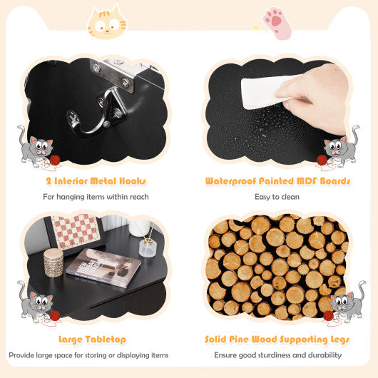 Wooden Cat Litter Box Enclosure with Top Opening Side Table-Black