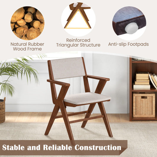 Wooden Dining Chair with Rubber Wood Frame Set of 2-Walnut