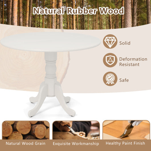 Wooden Dining Table with Round Tabletop and Curved Trestle Legs-White