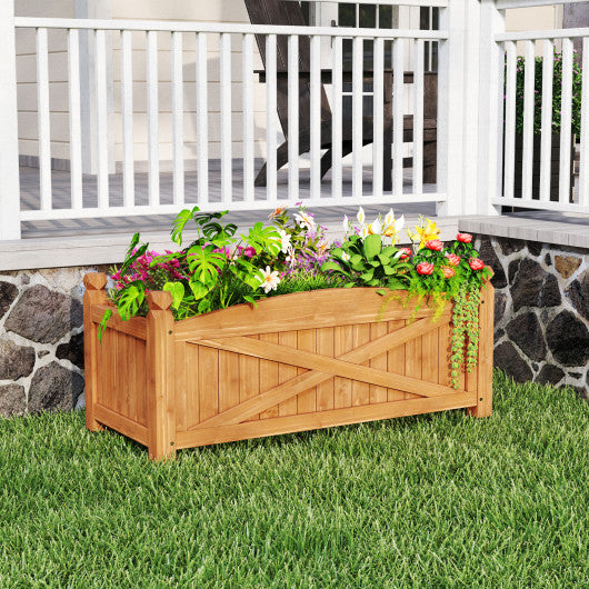 Wooden Raised Garden Bed  Drainage Holes for Patio Garden-L