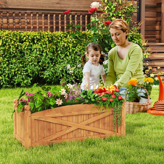 Wooden Raised Garden Bed  Drainage Holes for Patio Garden-L