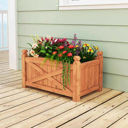 Wooden Raised Garden Bed  Drainage Holes for Patio Garden-S