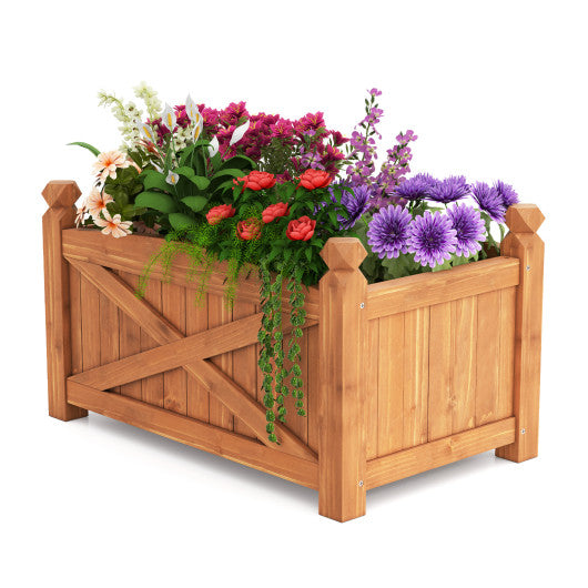 Wooden Raised Garden Bed  Drainage Holes for Patio Garden-S