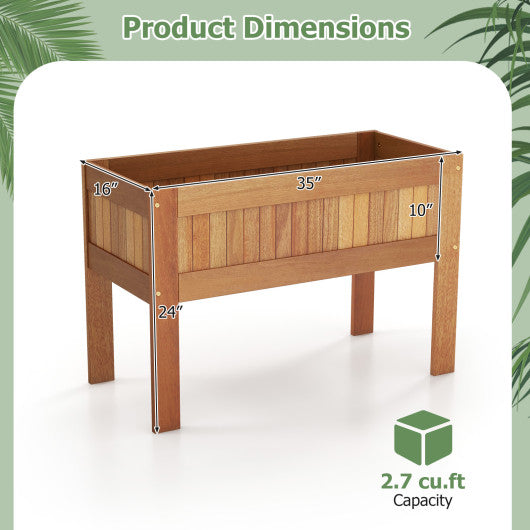 Wooden Raised Garden Bed Solid Wood Elevated Planter Box with Legs