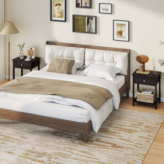 Wooden Storage Shelf with Drawer for Bedroom and Living Room-Brown