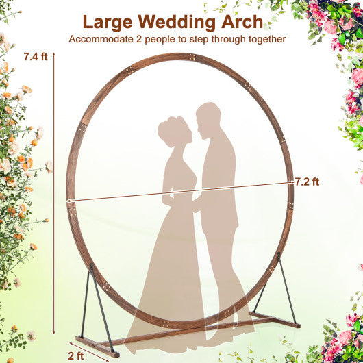 Wooden Wedding Arch Solid Wood Arbor Backdrop Stand for Wedding Ceremony-Round