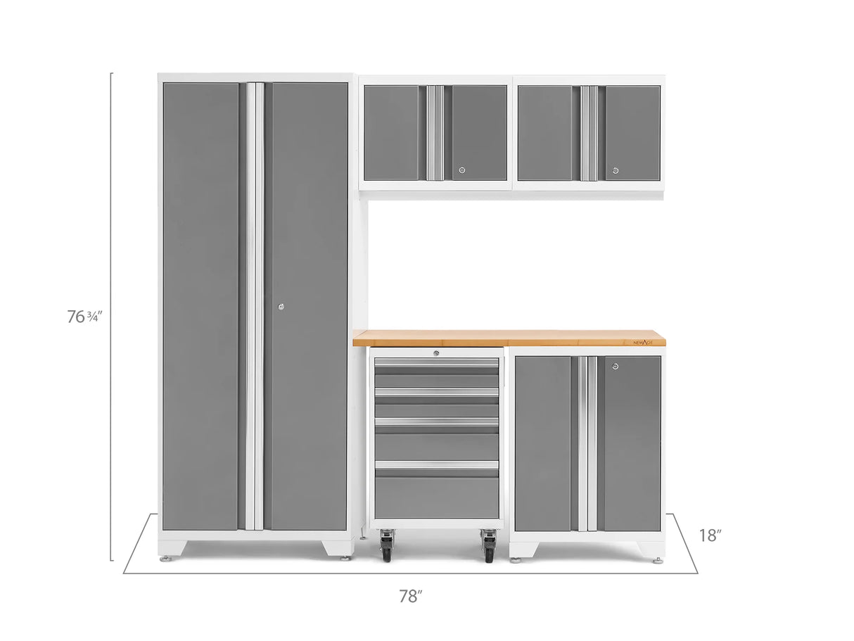 Bold Series 6 Piece Cabinet Set with Tool, Base, Wall Cabinets and 30 In. Locker