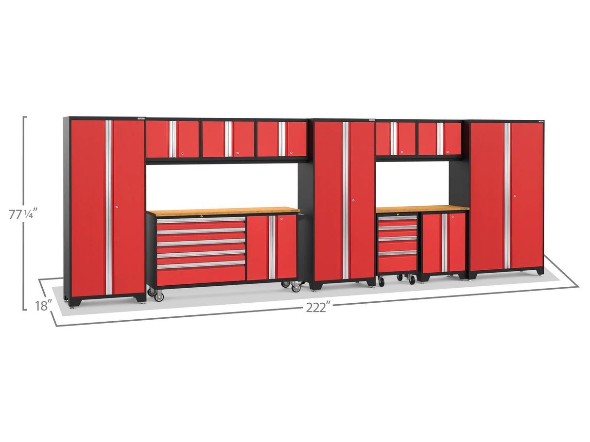 Bold Series 12 Piece Cabinet Set with Project Center, Tool Drawer, Base, Wall Cabinets and Locker