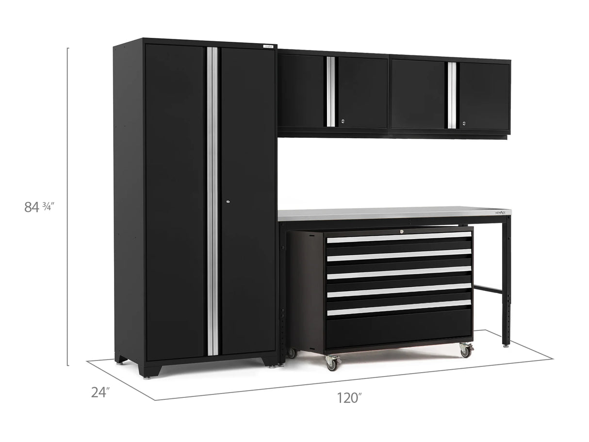 Pro Series 5 Piece Cabinet Set with Wall, Tool Cabinet, Locker and 84 In. Workbench