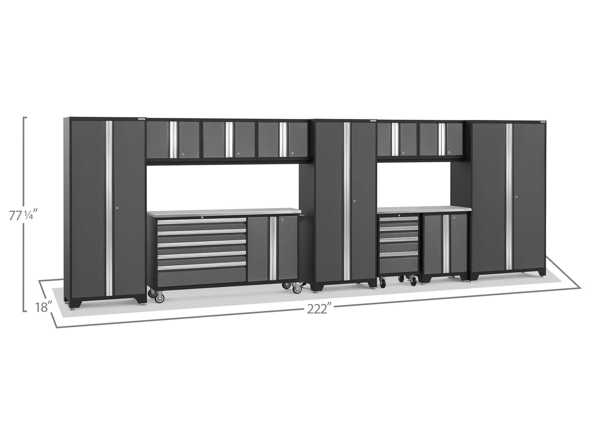 Bold Series 12 Piece Cabinet Set with Project Center, Tool Drawer, Base, Wall Cabinets and Locker