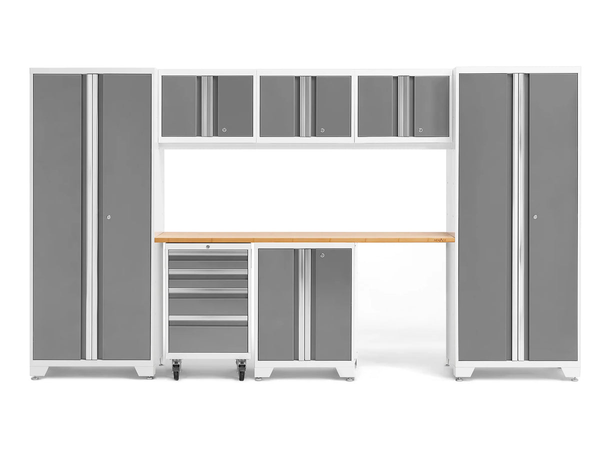 Bold Series 8 Piece Cabinet Set with Tool, Base, Wall Cabinets and 30 In. Lockers