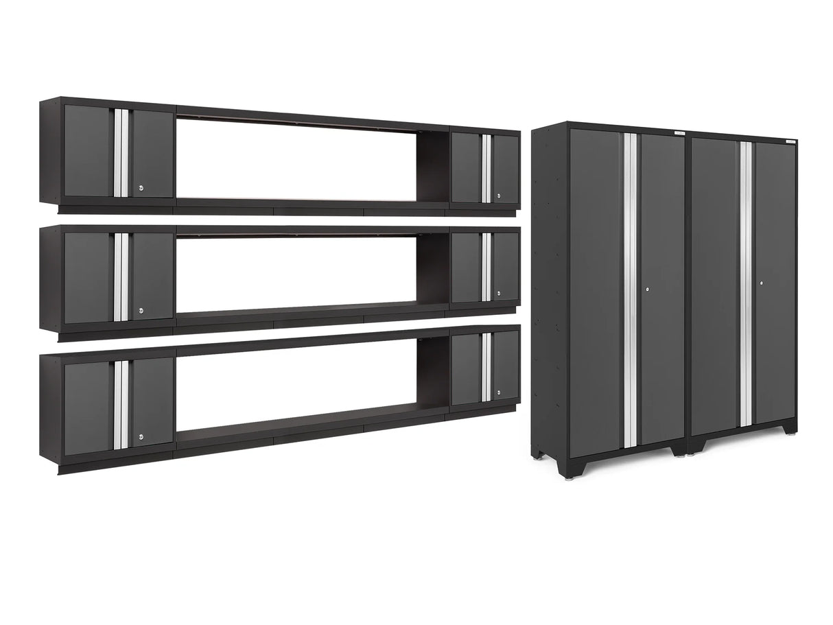 Bold Series 11 Piece Cabinet Set with Display Shelves, Wall Cabinets and 30 In. Lockers