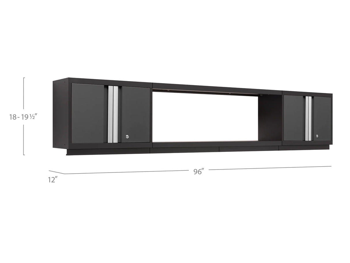 Bold Series 3 Piece Cabinet Set with Wall Cabinets and 48. in Display Shelf