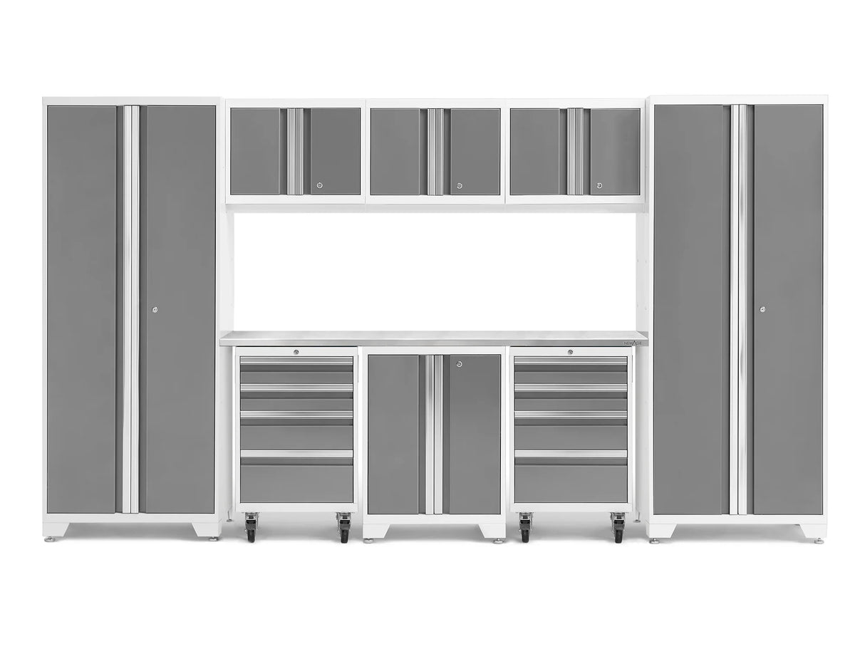 Bold Series 9 Piece Cabinet Set with 2 Tool, Base, Wall Cabinets and 30 In. Lockers