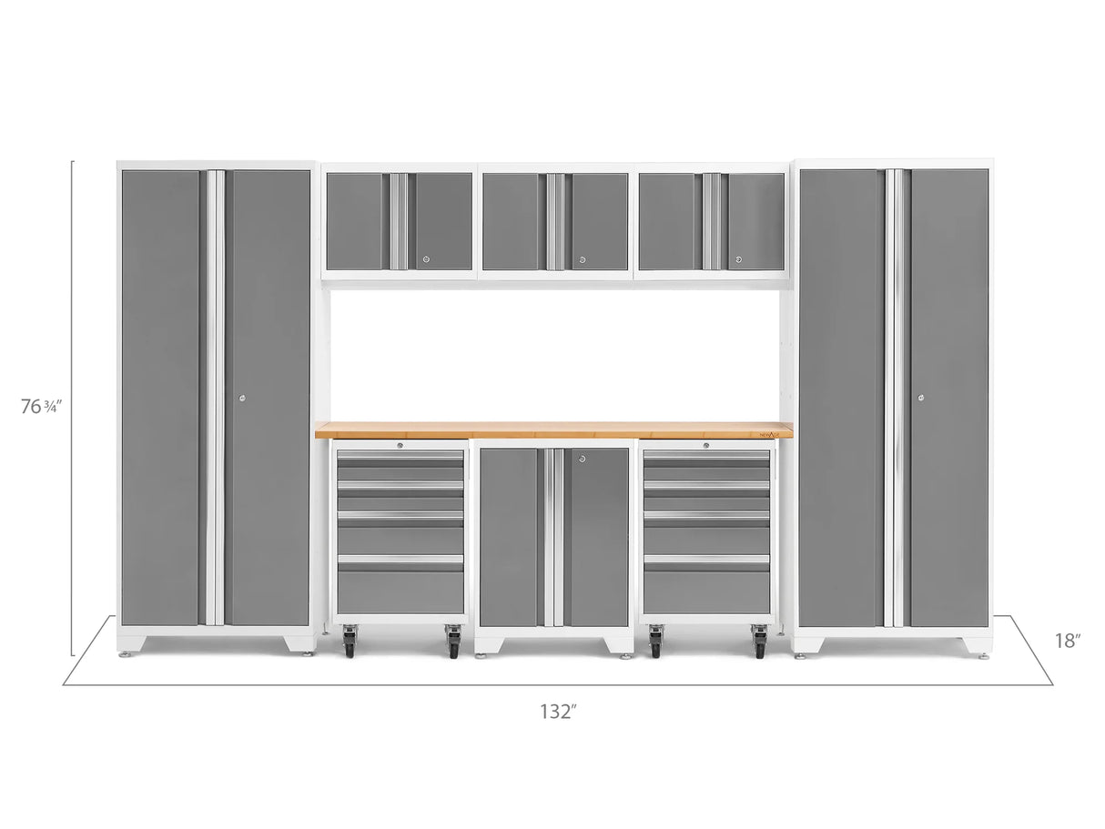 Bold Series 9 Piece Cabinet Set with 2 Tool, Base, Wall Cabinets and 30 In. Lockers