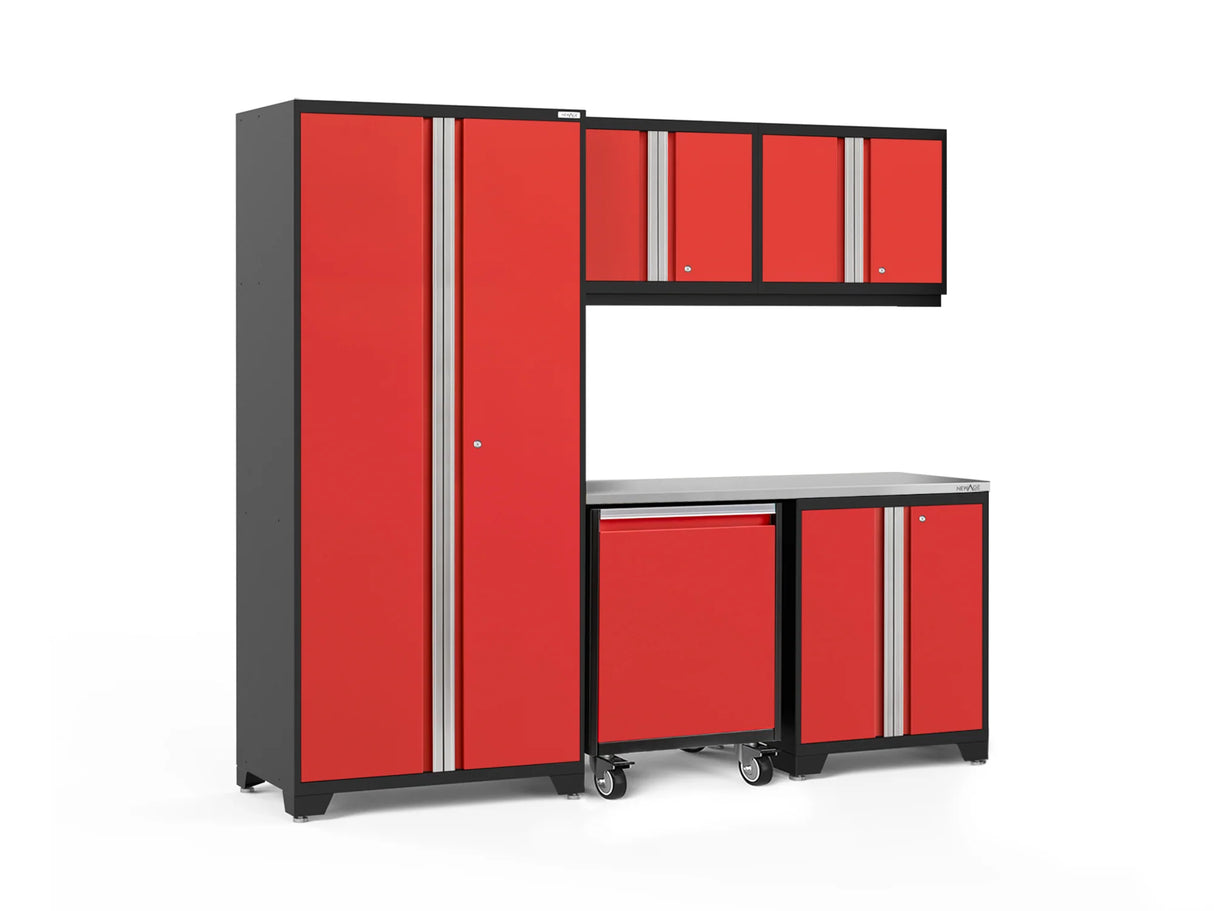 Pro Series 6 Piece Cabinet Set with Base, Wall Cabinet, Locker and Utility Cart