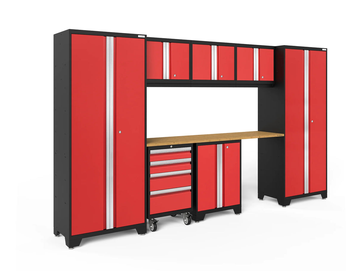 Bold Series 8 Piece Cabinet Set with Tool, Base, Wall Cabinets and 30 In. Lockers