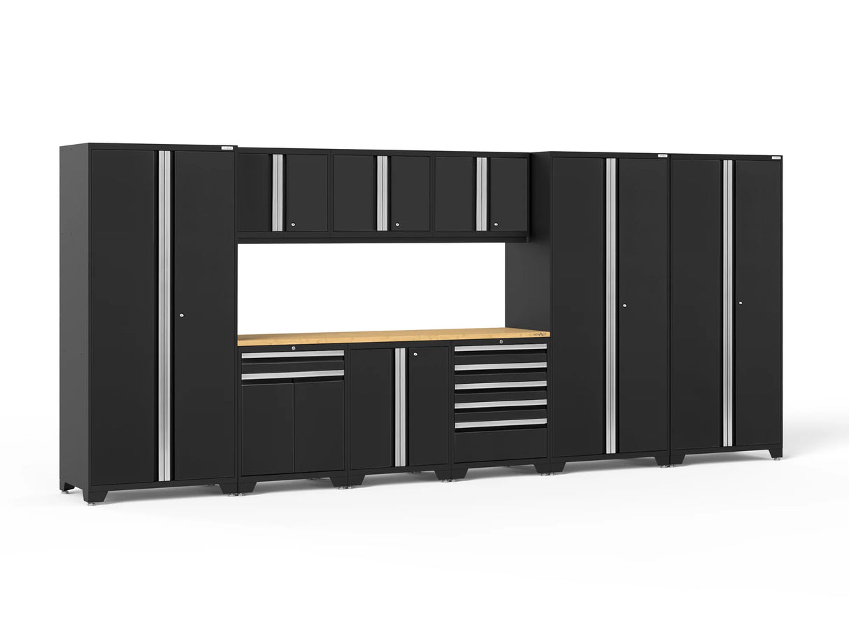 Pro Series 10 Piece Cabinet Set with Lockers, Tool Drawer Cabinet and 84 In. Worktop