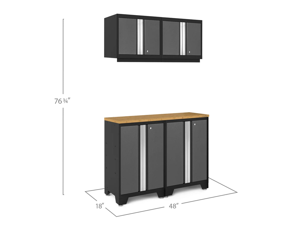 Bold Series 5 Piece Cabinet Set with Wall, Base Cabinet, and Worktop