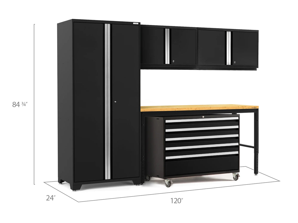 Pro Series 5 Piece Cabinet Set with Wall, Tool Cabinet, Locker and 84 In. Workbench