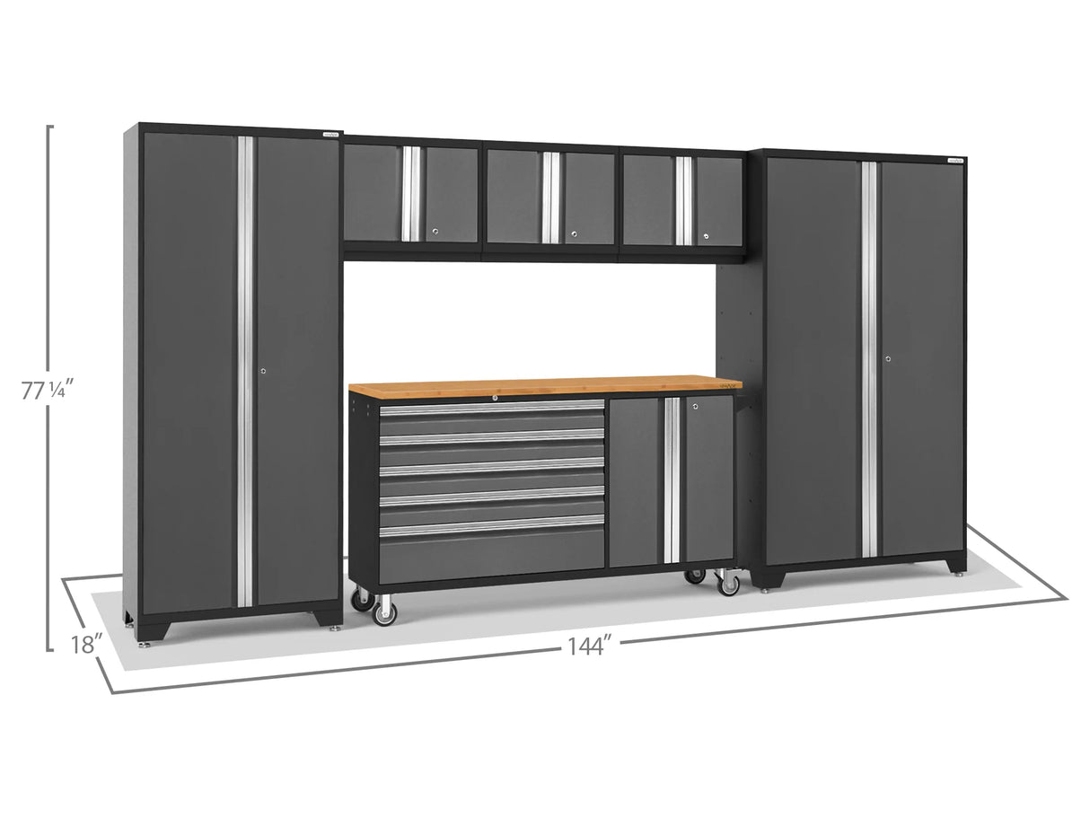 Bold Series 6 Piece Cabinet Set with Project Center, Wall Cabinets and Lockers