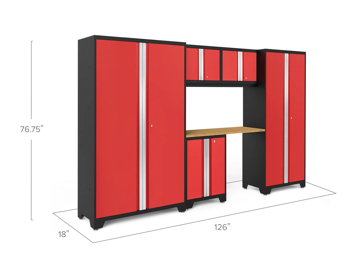 Bold Series 6 Piece Cabinet Set with Base, Wall Cabinets, 30 In. Locker and 48 In. RTA Locker
