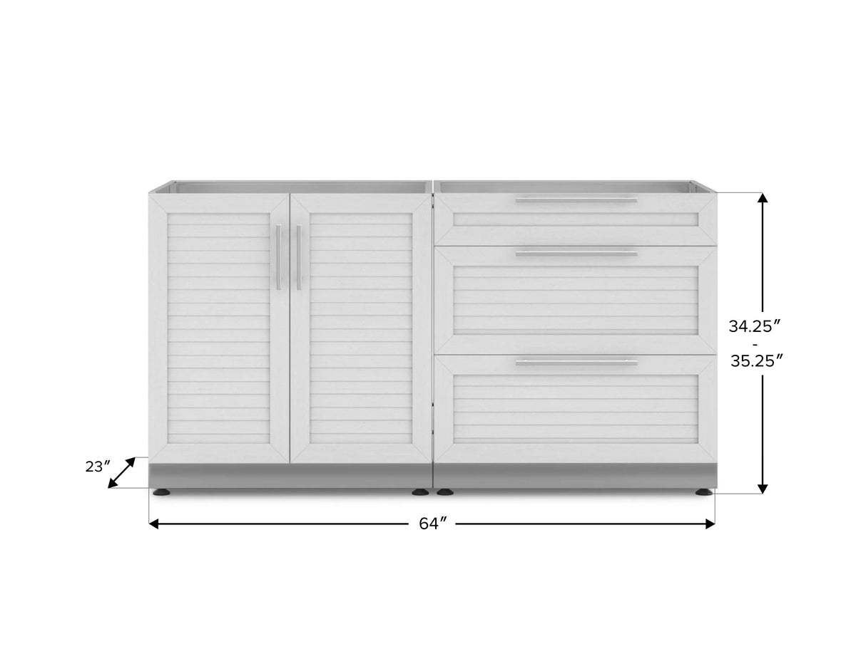 Outdoor Kitchen Stainless Steel 2 Piece Cabinet Set with 3-Drawer Cabinet and 2-Door Cabinet
