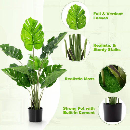 4 Feet Artificial Monstera Deliciosa Tree with 10 Leaves of Different Sizes