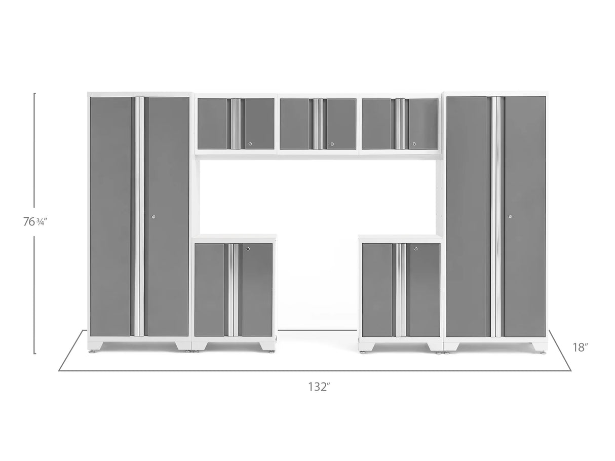 Bold Series 7 Piece Cabinet Set with Base, Wall Cabinets and 30 In. Lockers