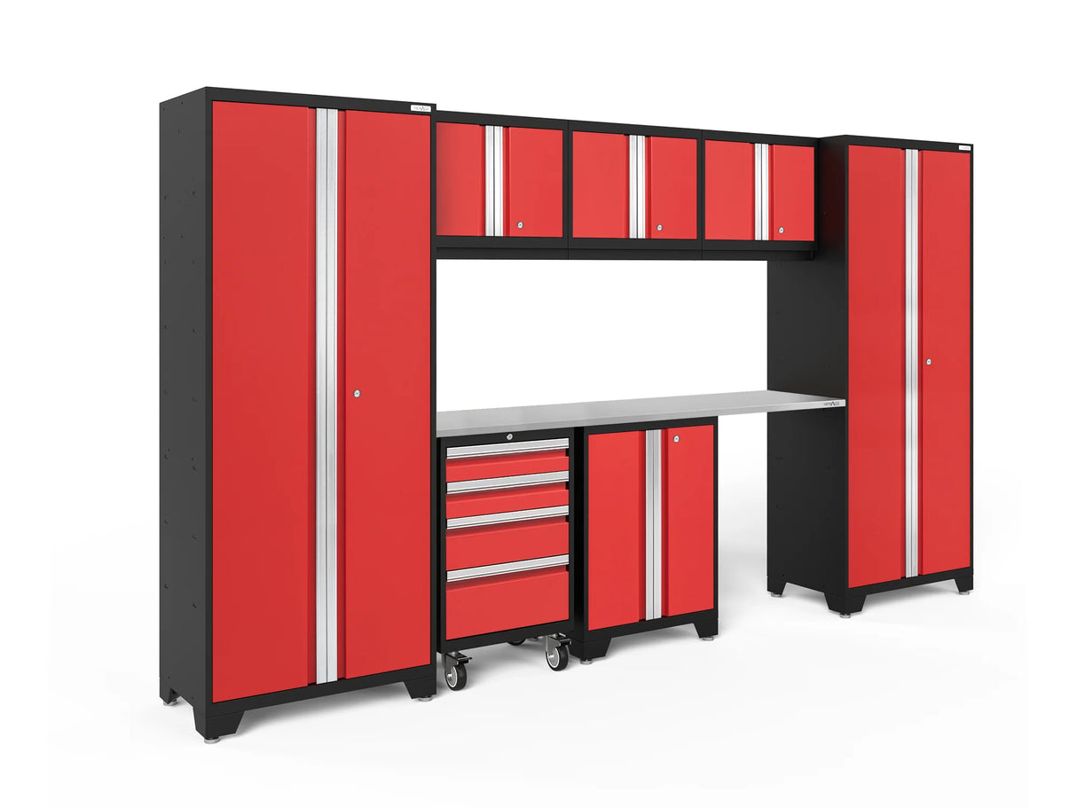 Bold Series 8 Piece Cabinet Set with Tool, Base, Wall Cabinets and 30 In. Lockers