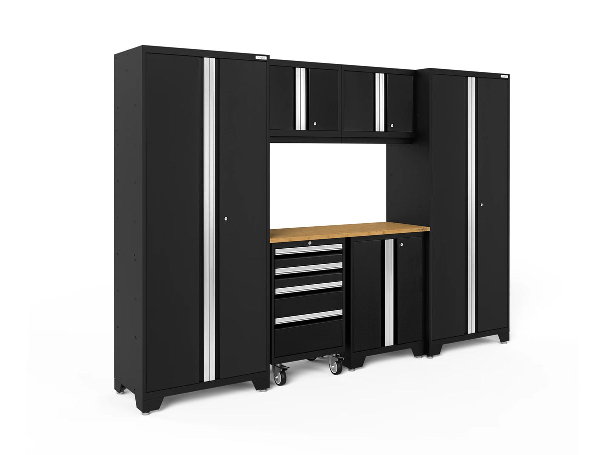 Bold Series 7 Piece Cabinet Set with Tool, Base, Wall Cabinets and 30 In. Lockers