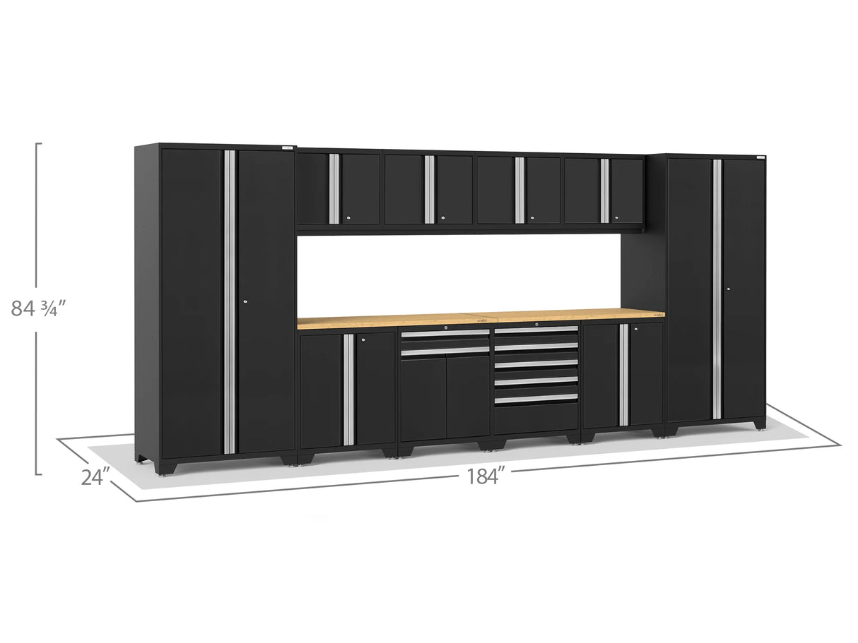 Pro Series 12 Piece Cabinet Set with Lockers, Base, Wall, Tool Drawer Cabinet and 56 In. Worktop