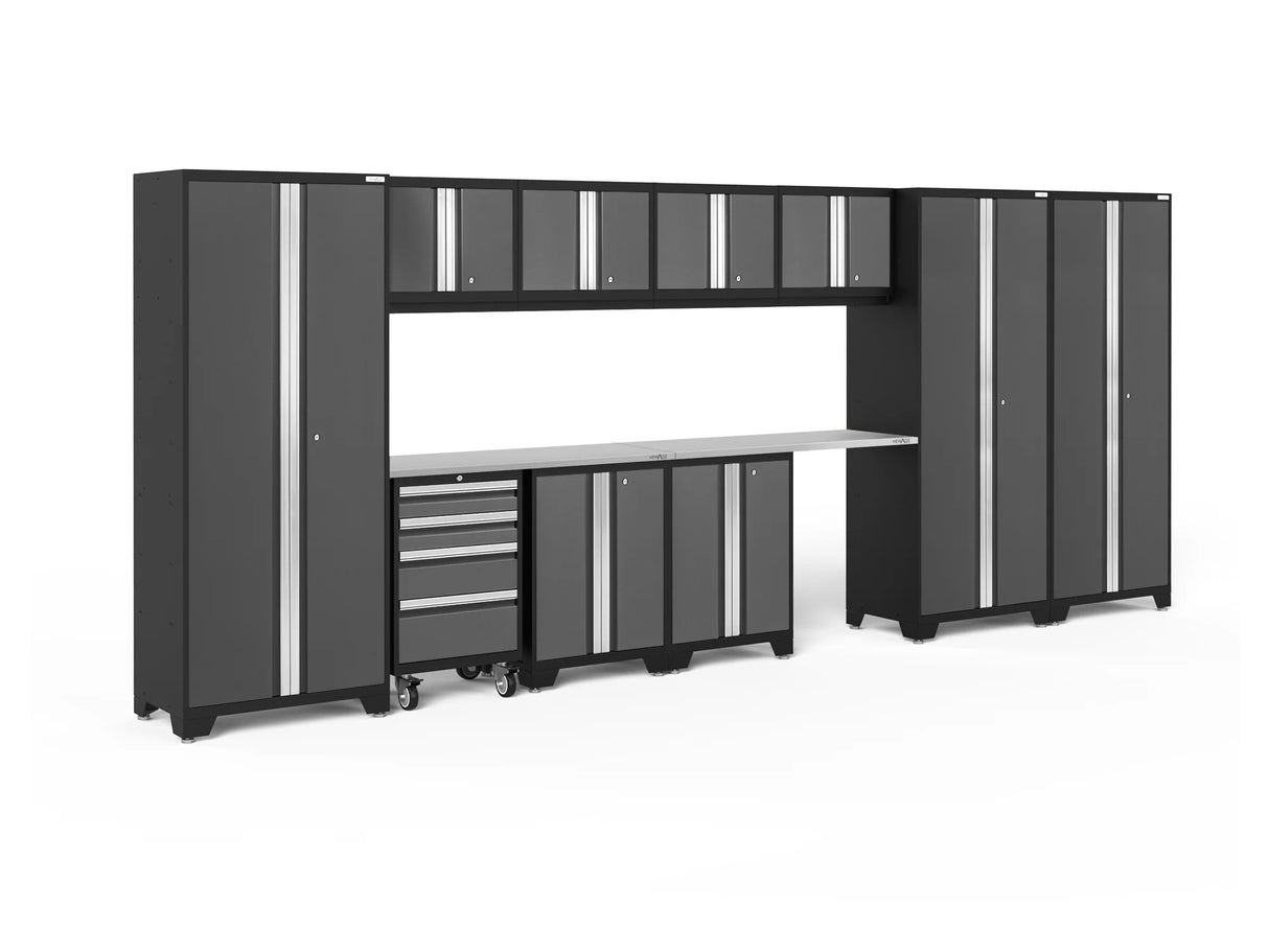 Bold Series 12 Piece Cabinet Set with Tool, Base, Wall Cabinets and 3 Lockers