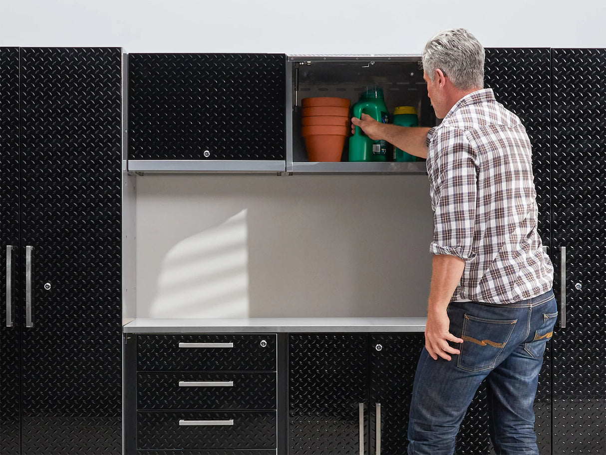Performance Diamond Plate Limited Edition 7 Piece Cabinet Set with Tool, Base, Wall Cabinets, 30 In. Lockers and Worktop