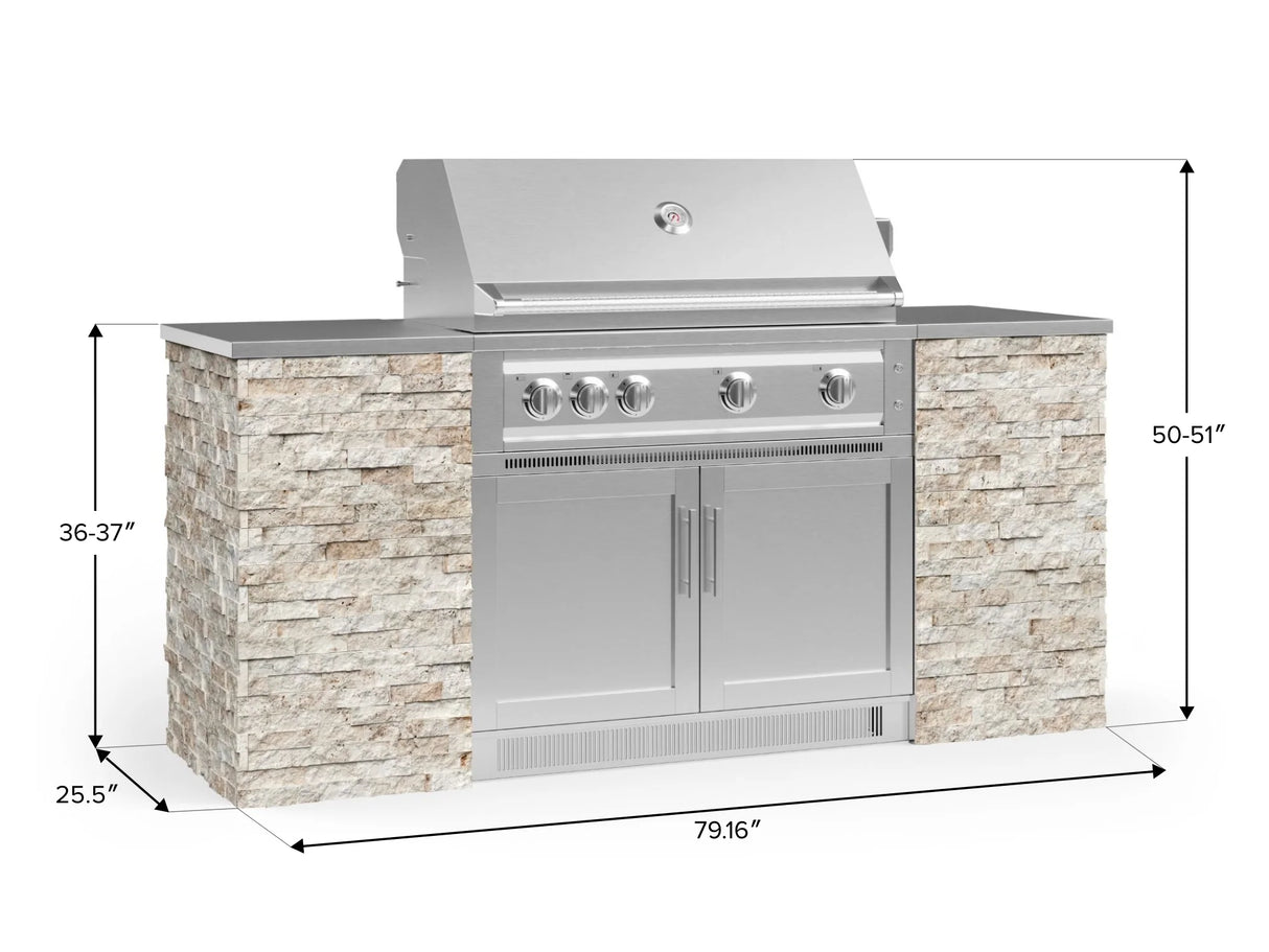 Outdoor Kitchen Signature Series 6 Piece Cabinet Set with Platinum Grill and Grill Cabinet