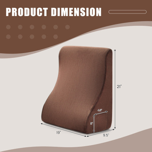 Bed Wedge Pillow with Tablet Pillow Stand and Side Pockets-Brown