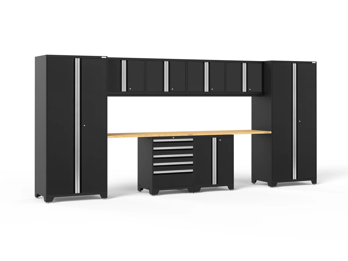 Pro Series 10 Piece Cabinet Set with Locker, Base, Tool Drawer Cabinet and 56 In. Worktop
