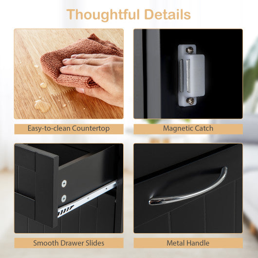 Kitchen Tilt Out Trash Cabinet with 2 Drawers and Adjustable Shelf-Black