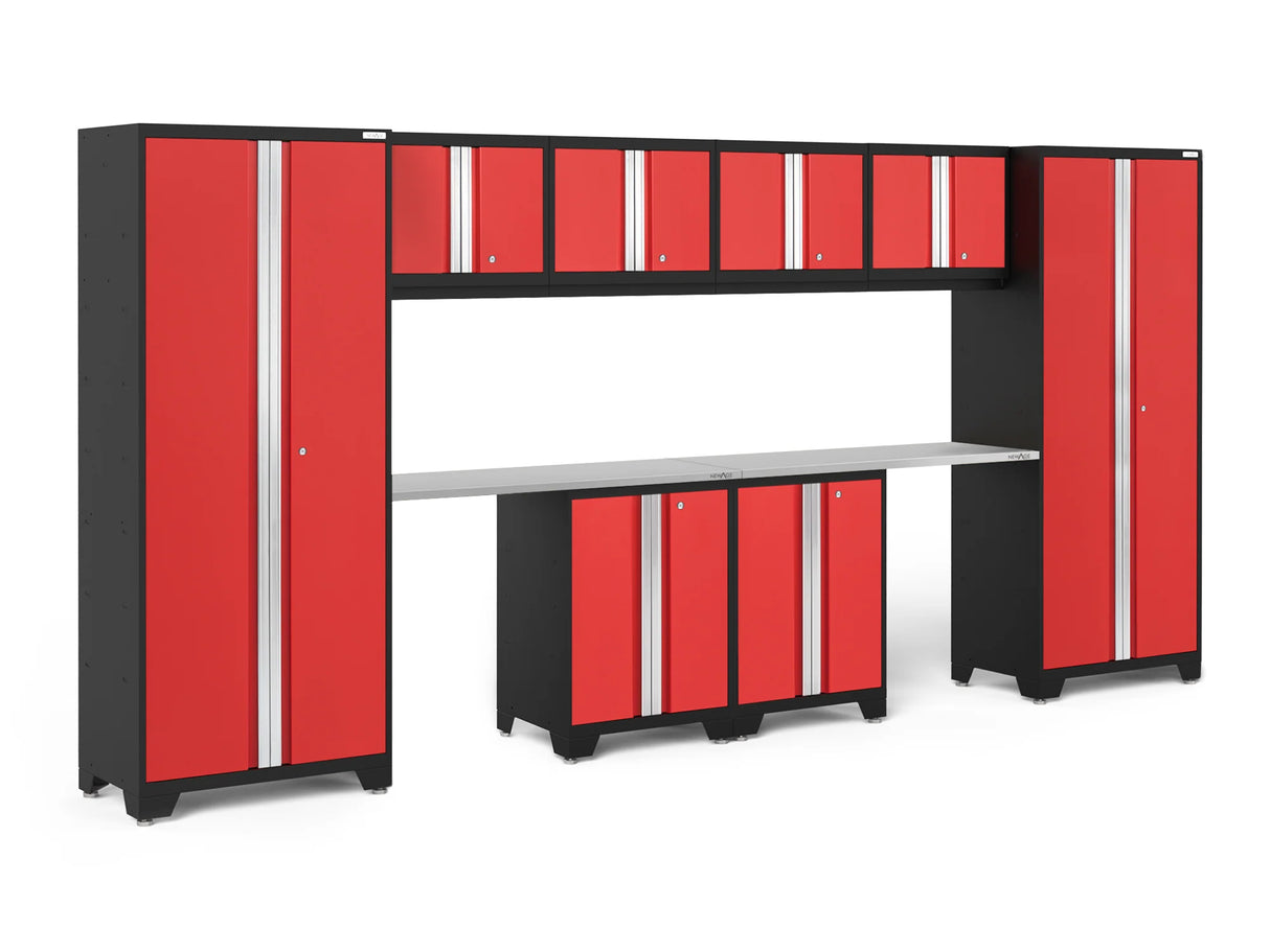 Bold Series 10 Piece Cabinet Set with Base, Wall Cabinet, 30 In. Locker and Worktop