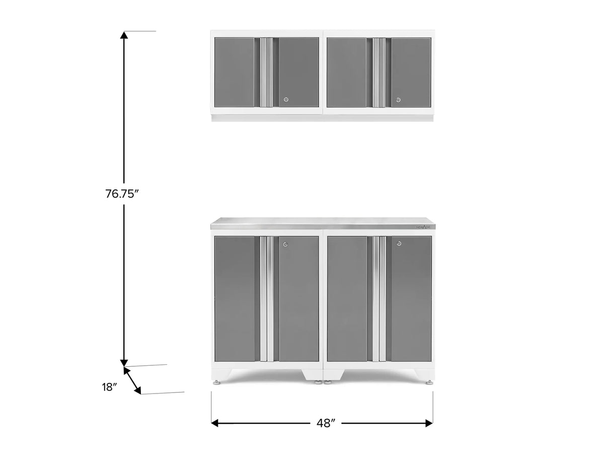 Bold Series 5 Piece Cabinet Set with Wall, Base Cabinet, and Worktop