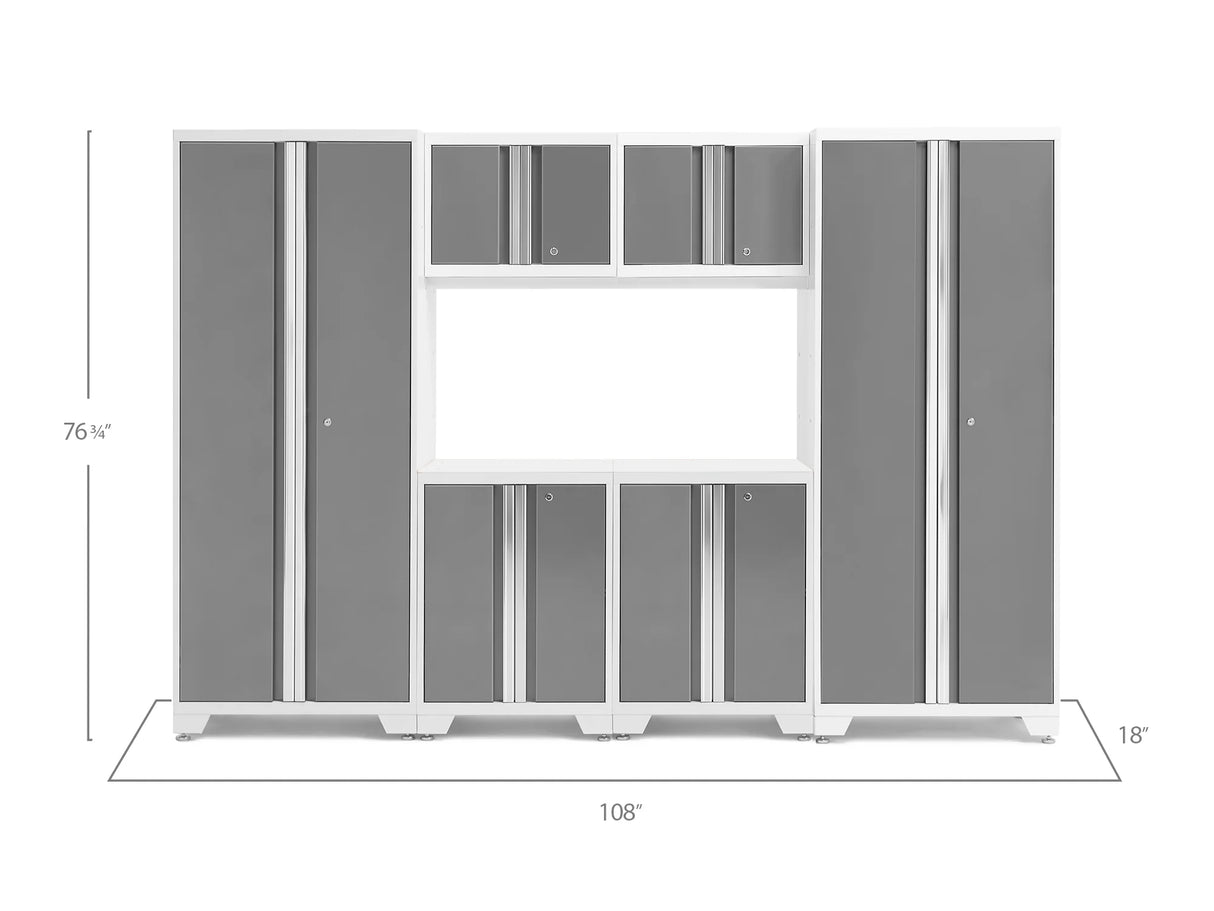Bold Series 6 Piece Cabinet Set with Base, Wall Cabinets and 30 In. Lockers